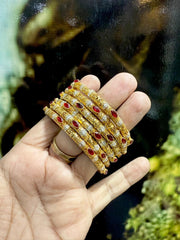 Regal Double-Layer Gold-Toned Charm Bangles