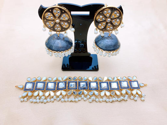 Elegant Choker Necklace Set With Jhumka