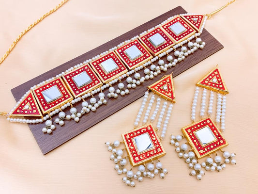 Royal Mirror Pearl Choker Set – Premium Ethnic Jewellery