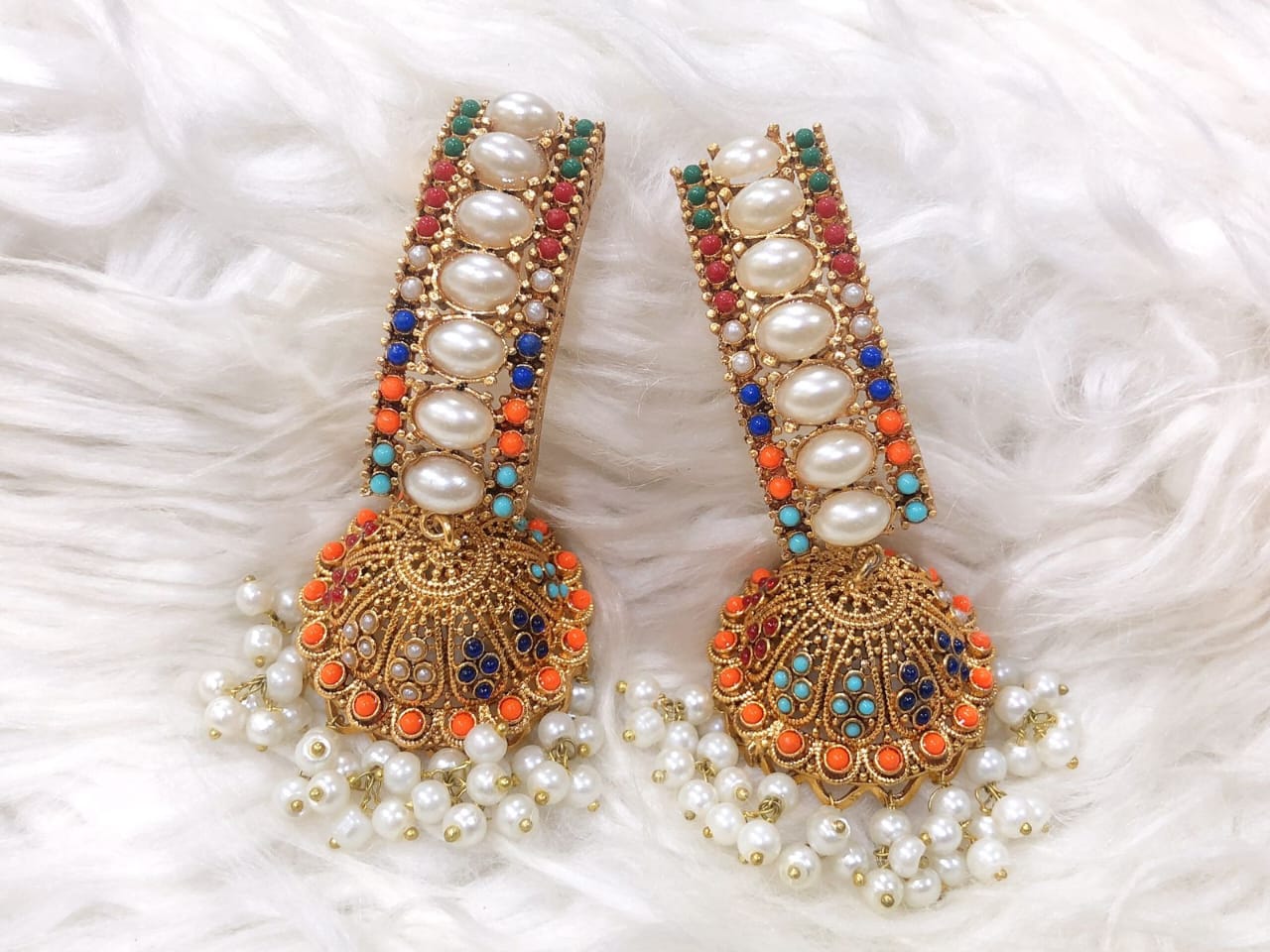 Royal Pearl Jhumka Earrings – Ethnic Jewellery