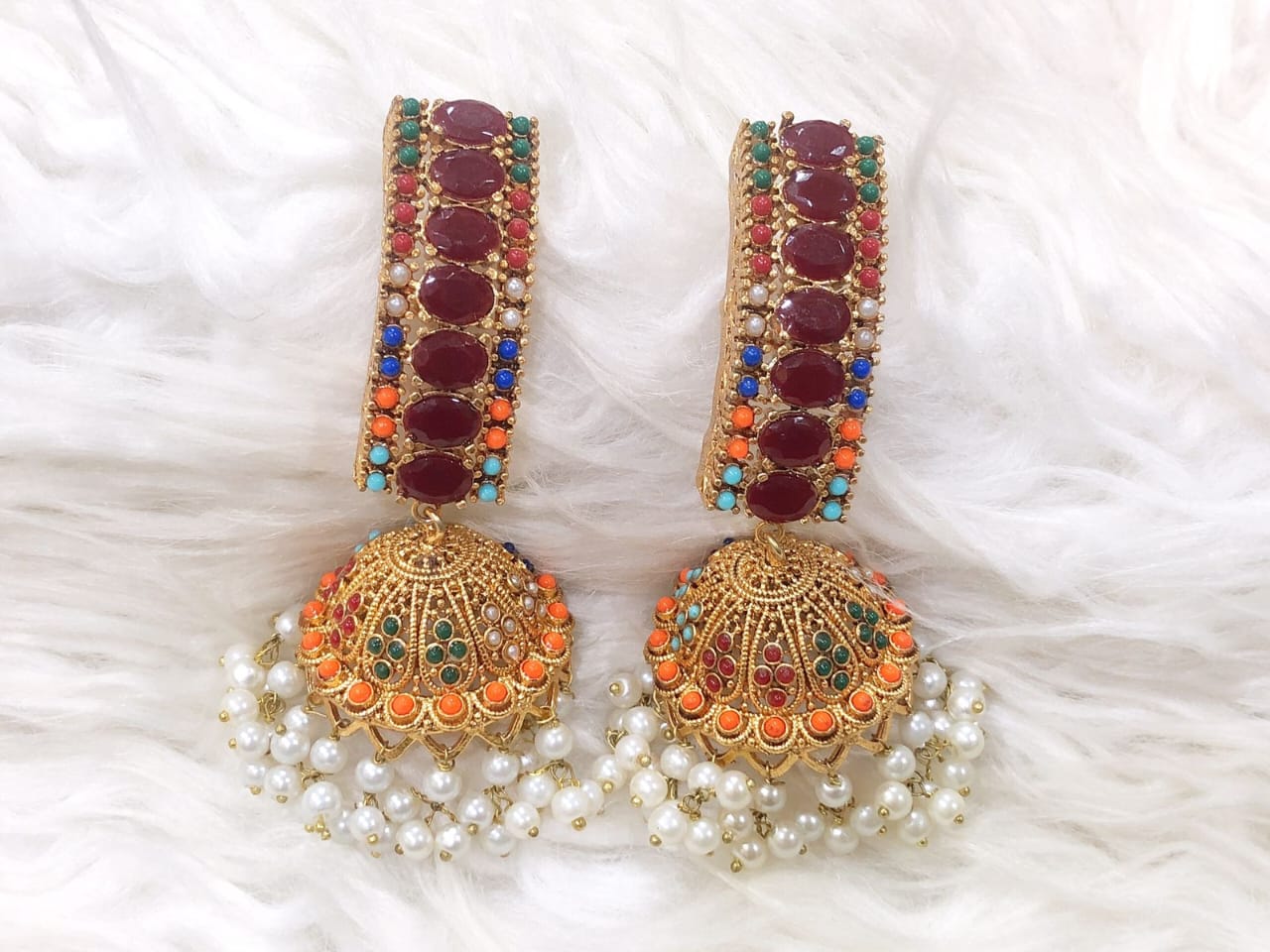Royal Pearl Jhumka Earrings – Ethnic Jewellery