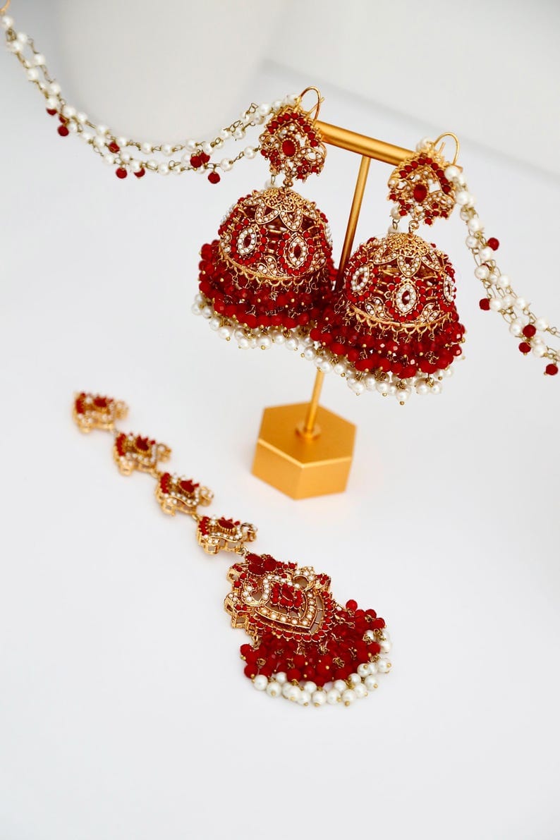 Royal Pearl Tikka & Jhumka Set – Elegant Ethnic Jewellery