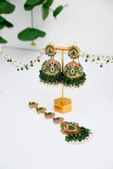 Royal Pearl Tikka & Jhumka Set – Elegant Ethnic Jewellery