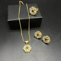 Gold-Plated Kundan Floral Combo Set with Interchangeable Ring - Available in Multiple Color Variants