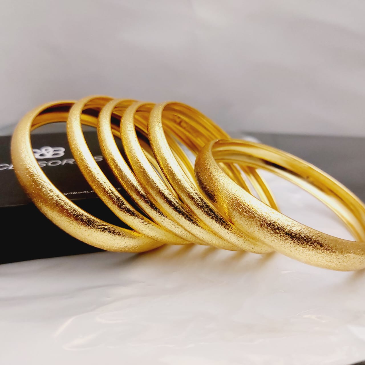 Luxury Frosted Matte Bangles – Textured Metallic Stacking
