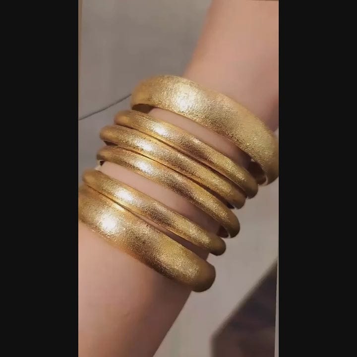 Luxury Frosted Matte Bangles – Textured Metallic Stacking