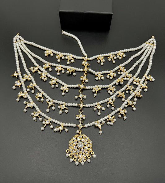 Majestic Multi-Strand Pearl & Crystal Kundan Necklace - Royal Bridal Choker