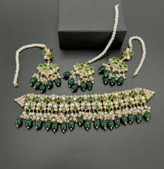 Opulent 6-Layer Pearl Cascade Necklace with Kundan Crystal Pendant - Statement Bridal Jewelry