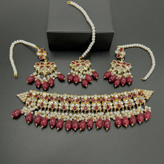 Opulent 6-Layer Pearl Cascade Necklace with Kundan Crystal Pendant - Statement Bridal Jewelry