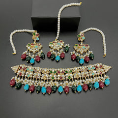 Opulent 6-Layer Pearl Cascade Necklace with Kundan Crystal Pendant - Statement Bridal Jewelry