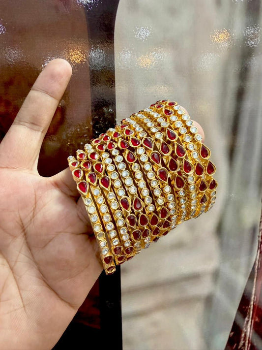 Royal Kundan & Polki Meenakari Bangles (Set of 12)