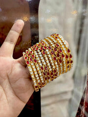 Royal Kundan & Polki Meenakari Bangles (Set of 12)