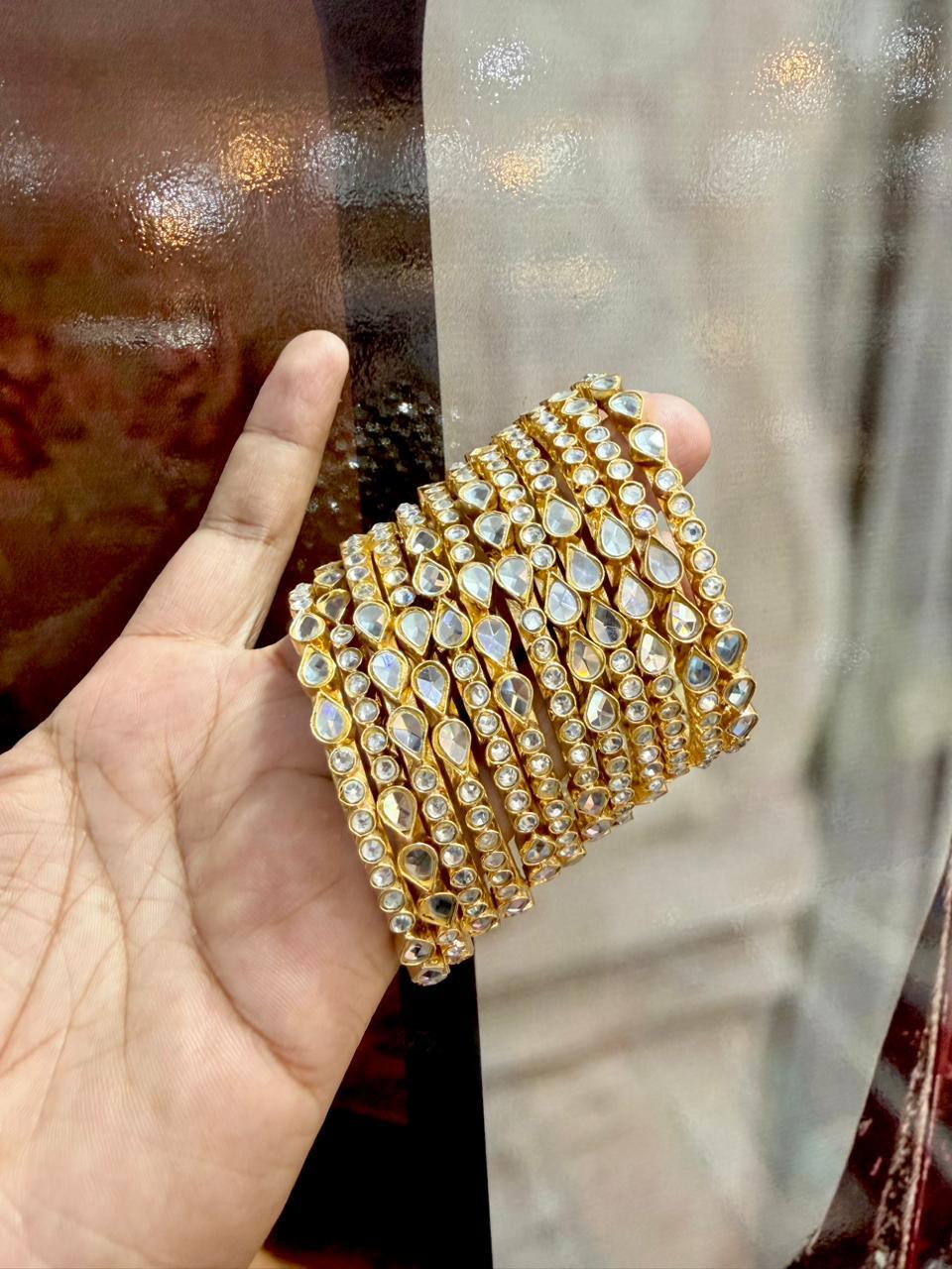 Royal Kundan & Polki Meenakari Bangles (Set of 12)