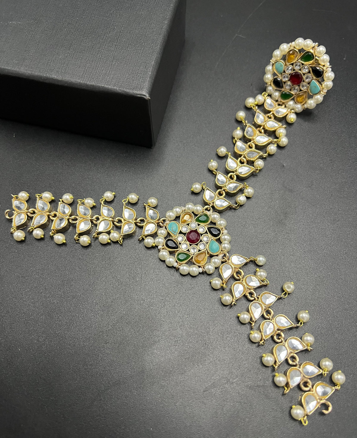 Elegant Gold-Plated Kundan & Teardrop Stone Bangle Collection