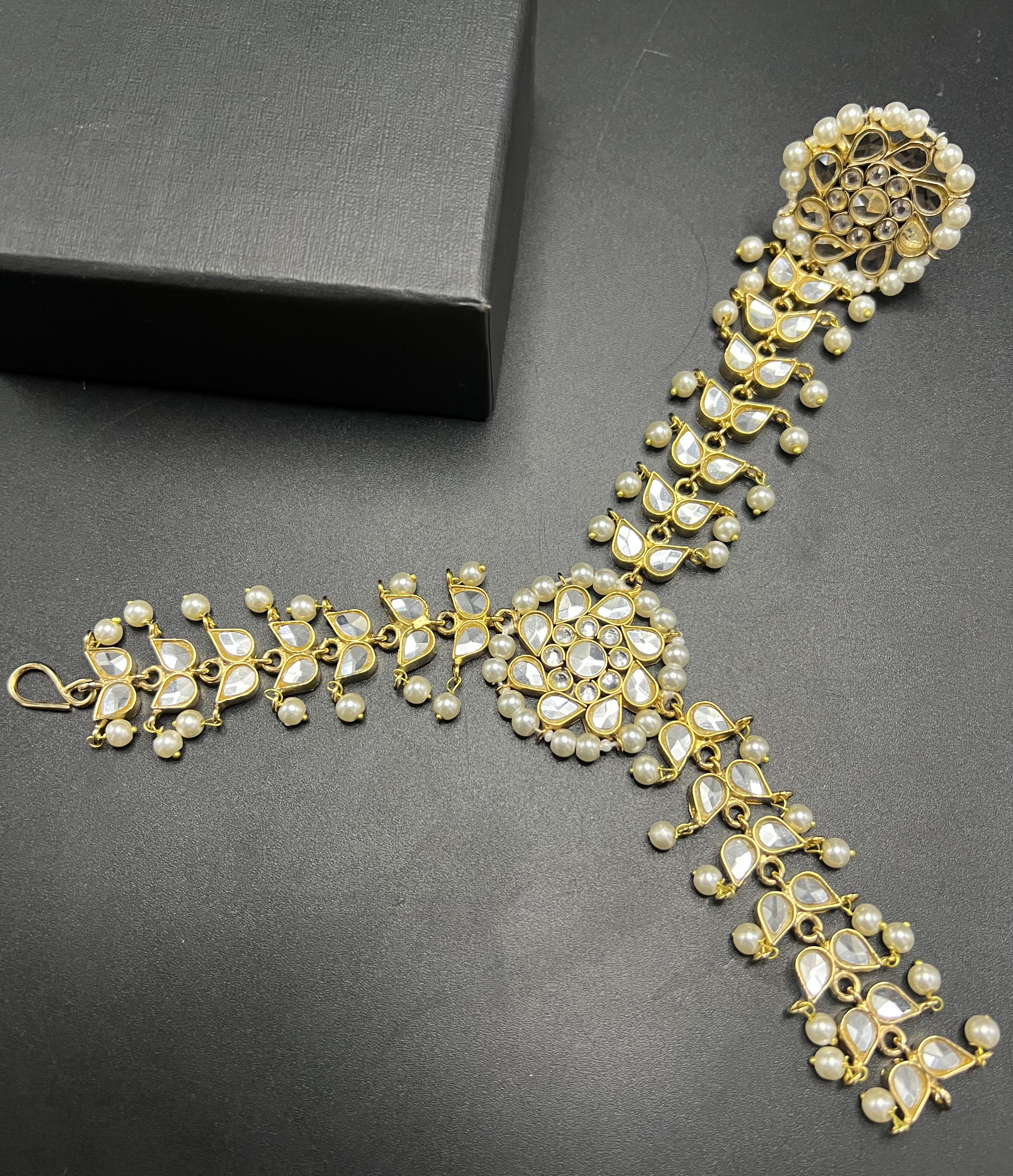 Elegant Gold-Plated Kundan & Teardrop Stone Bangle Collection