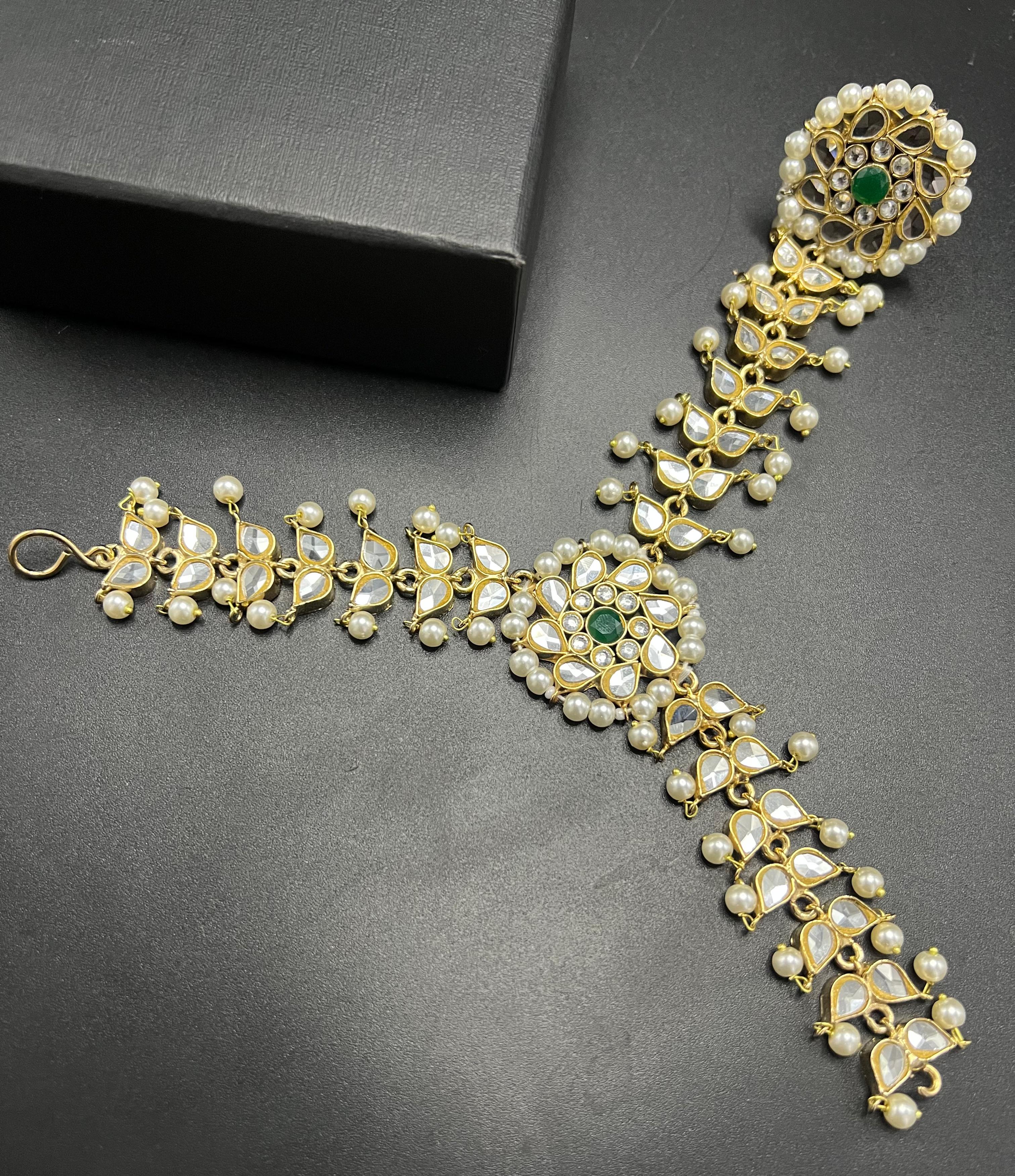 Elegant Gold-Plated Kundan & Teardrop Stone Bangle Collection