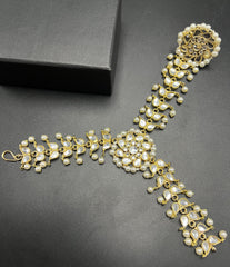 Elegant Gold-Plated Kundan & Teardrop Stone Bangle Collection