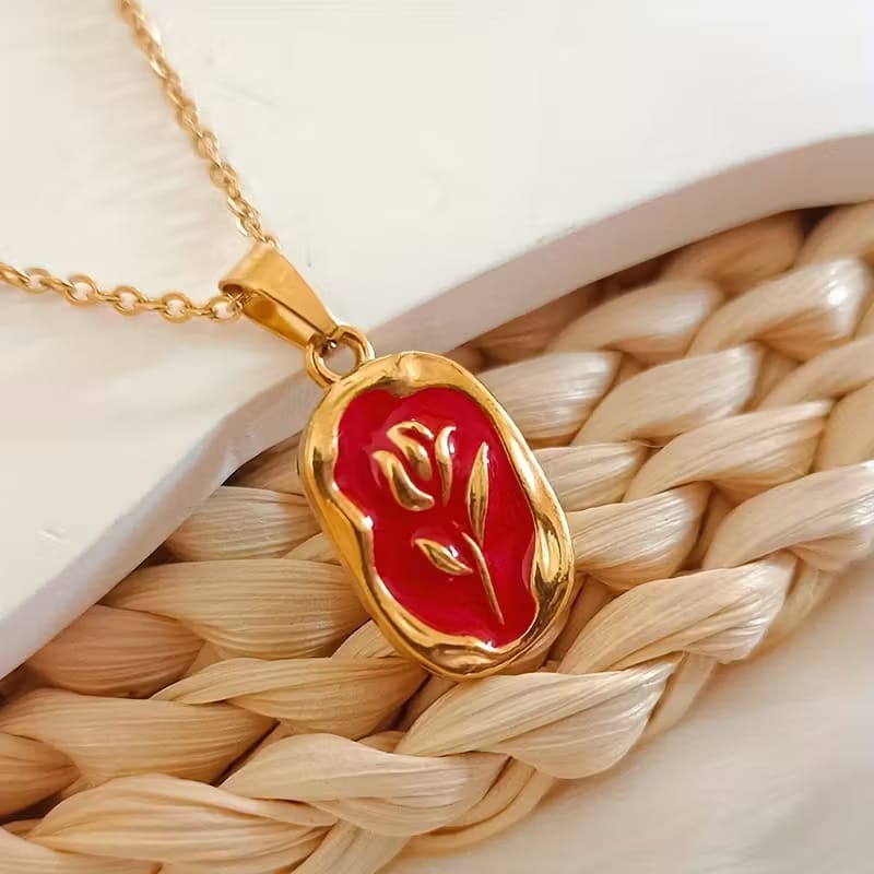 Vintage Bloom Enamel Pendant Necklace