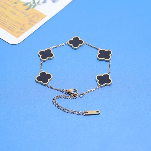 Elegant Golden and Black Stainless Steel Bracelet