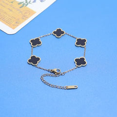 Elegant Golden and Black Stainless Steel Bracelet