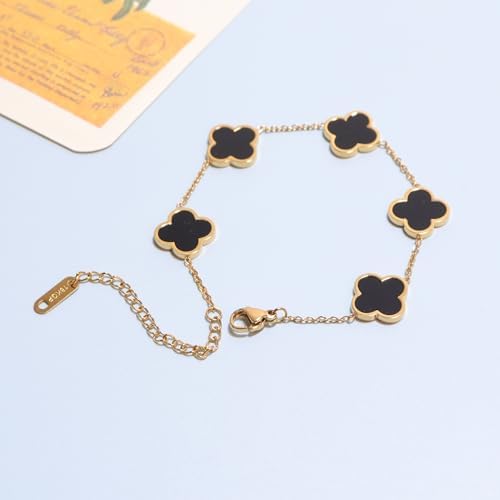 Elegant Golden and Black Stainless Steel Bracelet