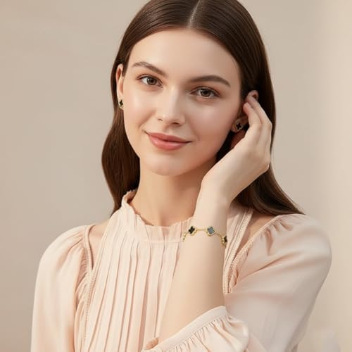 Elegant Golden and Black Stainless Steel Bracelet