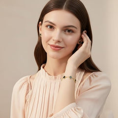 Elegant Golden and Black Stainless Steel Bracelet