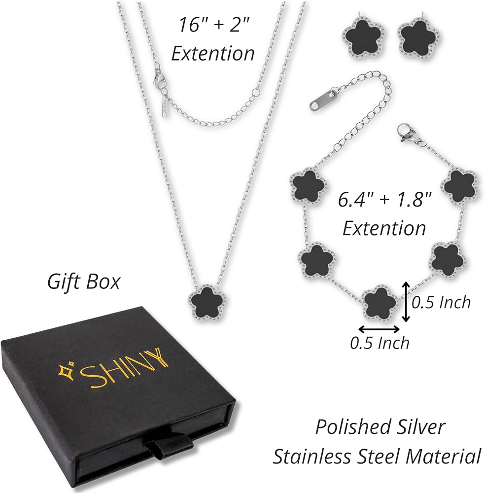 Black Clover Jewellery Set (Silver Base)