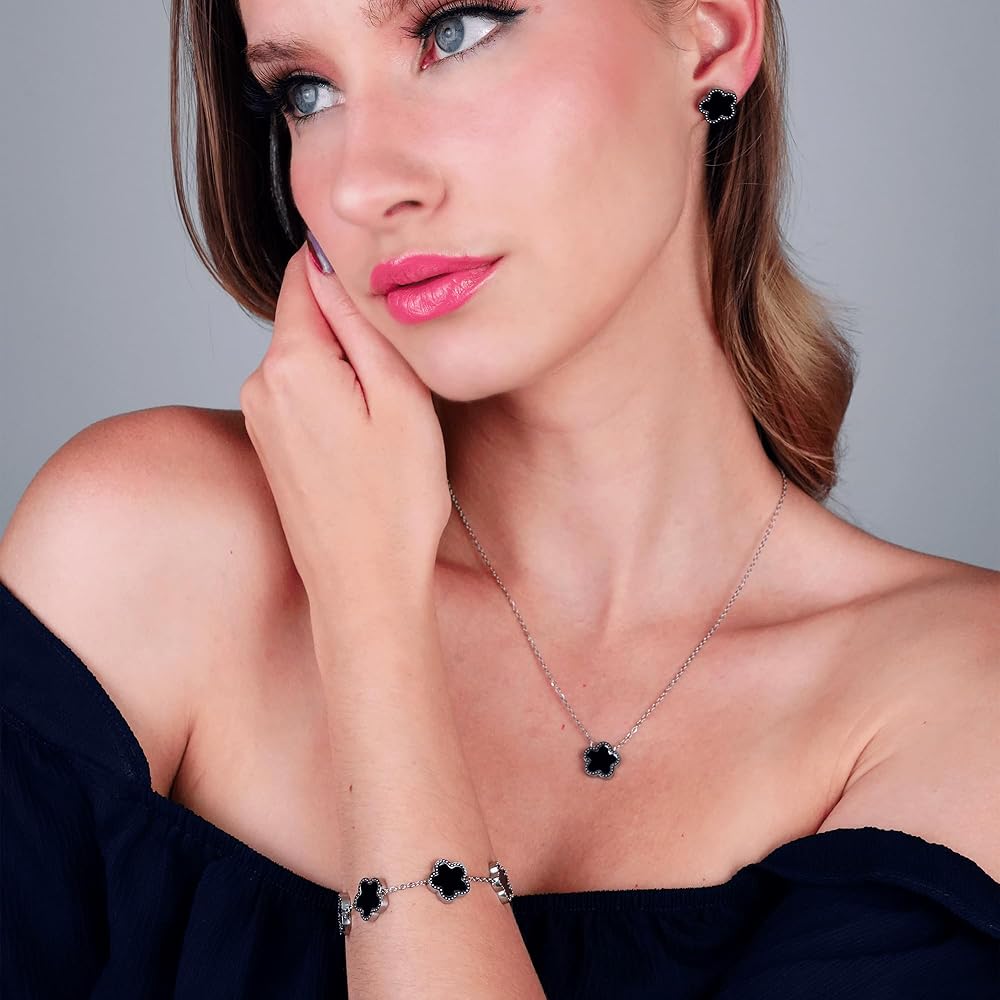 Black Clover Jewellery Set (Silver Base)