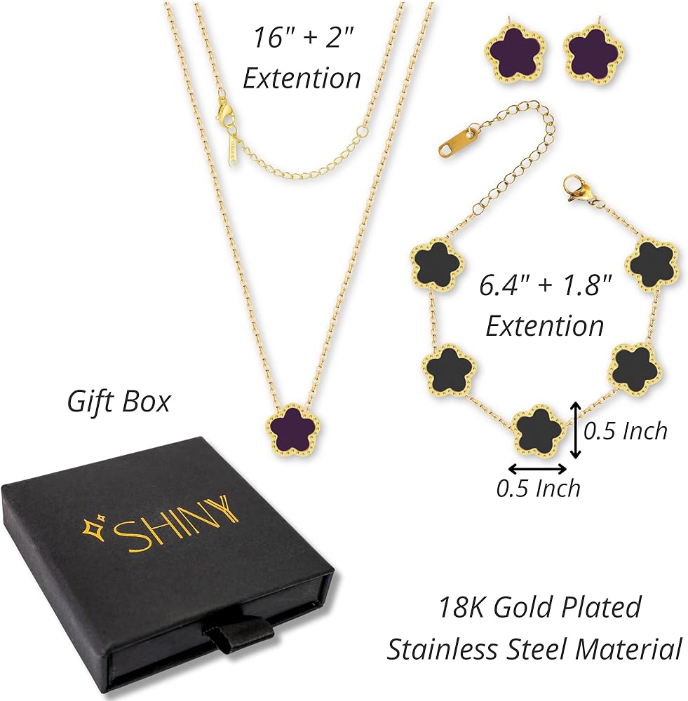 Black Clover Jewellery Set (Gold Base)