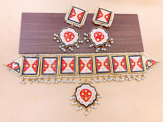 Premium Mirror Pearl Choker Jewellery Set