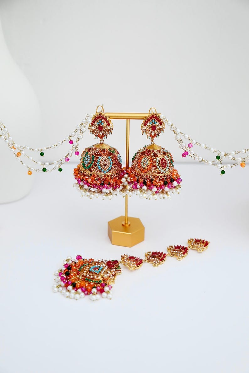Royal Pearl Tikka & Jhumka Set – Elegant Ethnic Jewellery