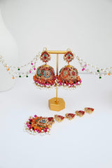 Royal Pearl Tikka & Jhumka Set – Elegant Ethnic Jewellery