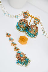 Royal Pearl Tikka & Jhumka Set – Elegant Ethnic Jewellery