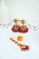 Royal Pearl Tikka & Jhumka Set – Elegant Ethnic Jewellery