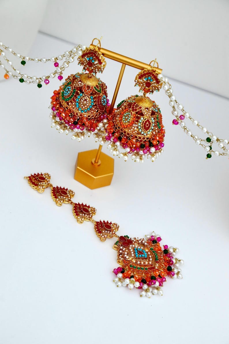 Royal Pearl Tikka & Jhumka Set – Elegant Ethnic Jewellery