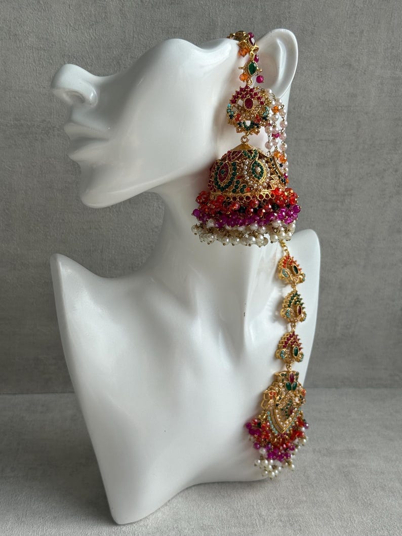 Royal Pearl Tikka & Jhumka Set – Elegant Ethnic Jewellery