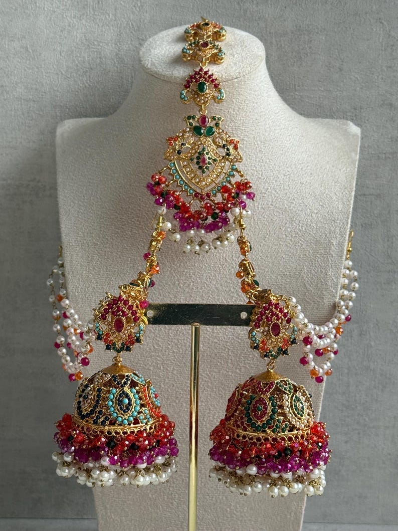 Royal Pearl Tikka & Jhumka Set – Elegant Ethnic Jewellery