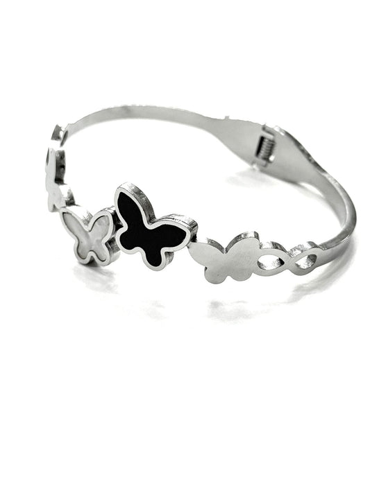 The Silver &  Gold Enamel Butterfly Chain Bracelet
