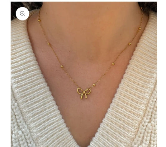 The Dainty Bow & Satellite Chain Necklace