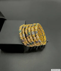 Regal Gold-Plated Floral Bangles Set – Handcrafted with Ruby and Diamond-Polished Stones