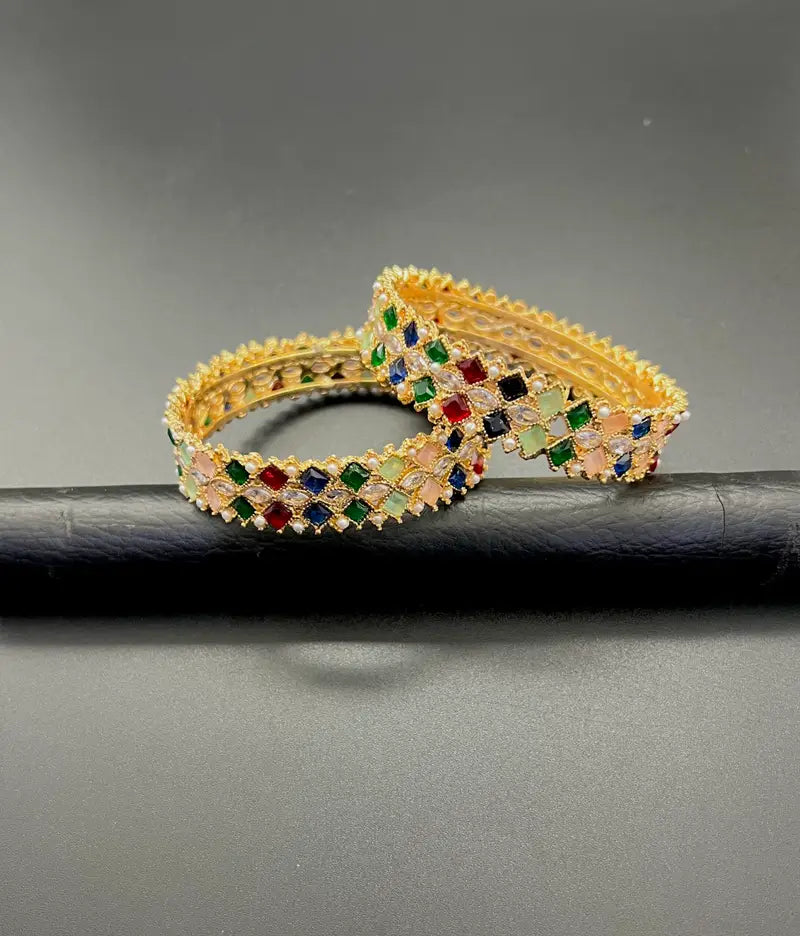 Wedding and party wear Gold Plated 2Piece Bangle Set