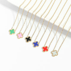 Elegant Clover & Flower Charm Necklace – Minimalist Enamel & Gemstone Jewelry