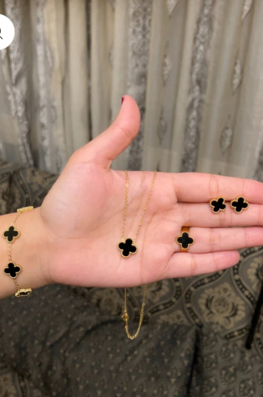 Premium Clover 4 Pcs Complete Set Adjustable Ring