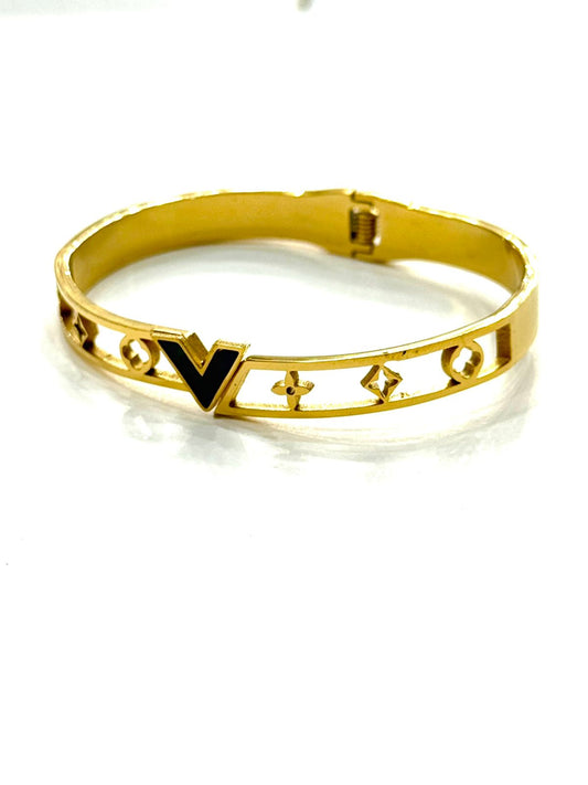 The Gold & Black Modernist Interlock Bracelet