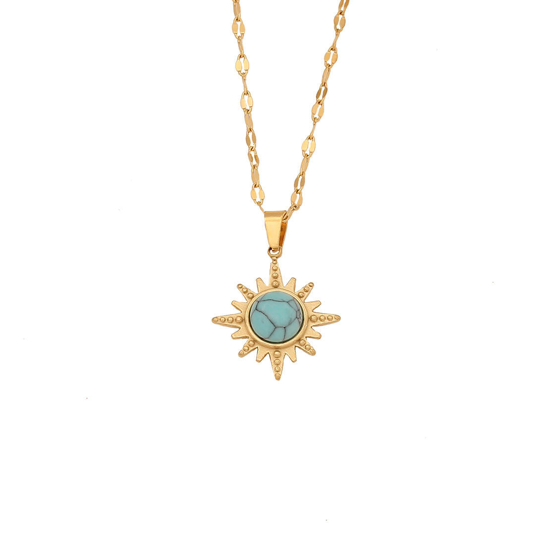 Celestial Sunburst Gemstone Pendant Necklace