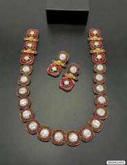 Elegant Enamel Pearl Choker Necklace Set