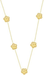 Vintage-Inspired 5-Flower Station Necklace – Guilloché Sunburst Floral Pendant Necklace for Women