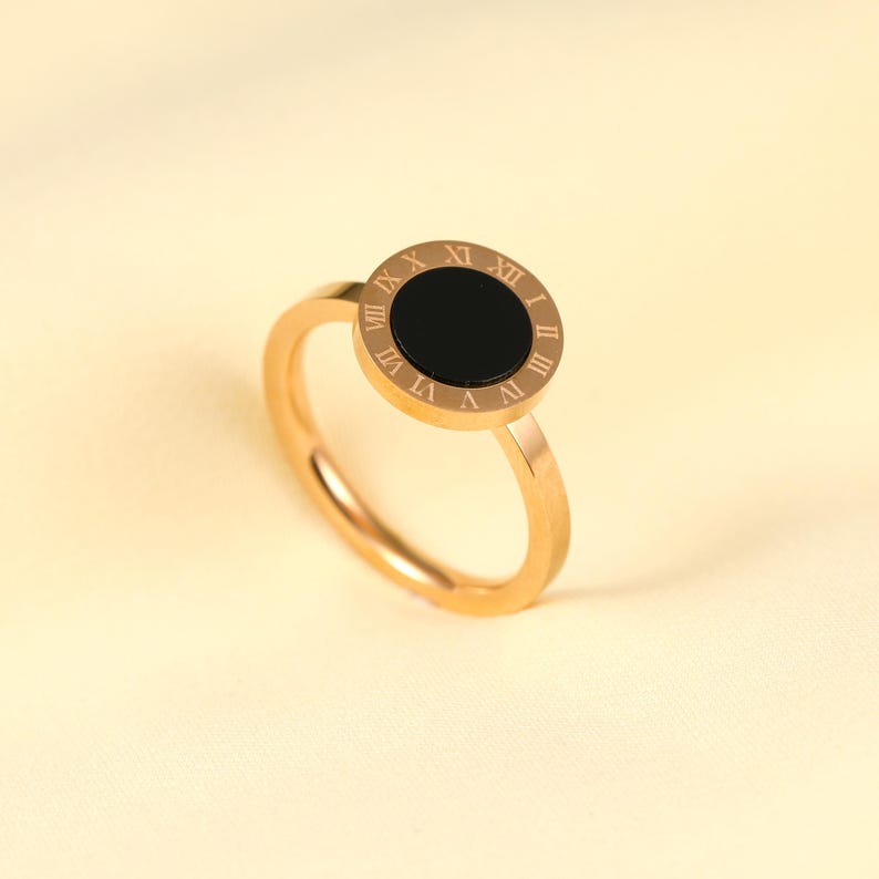 The Black Enamel Roman Ring