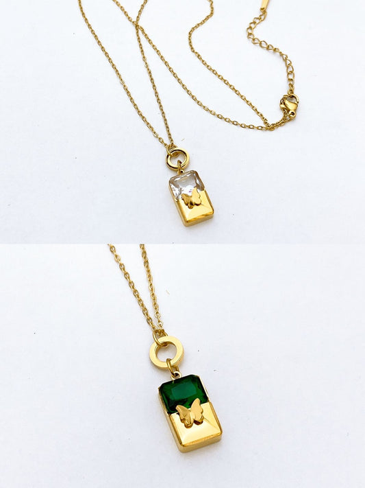 The Butterfly Inlay Rectangle Pendant